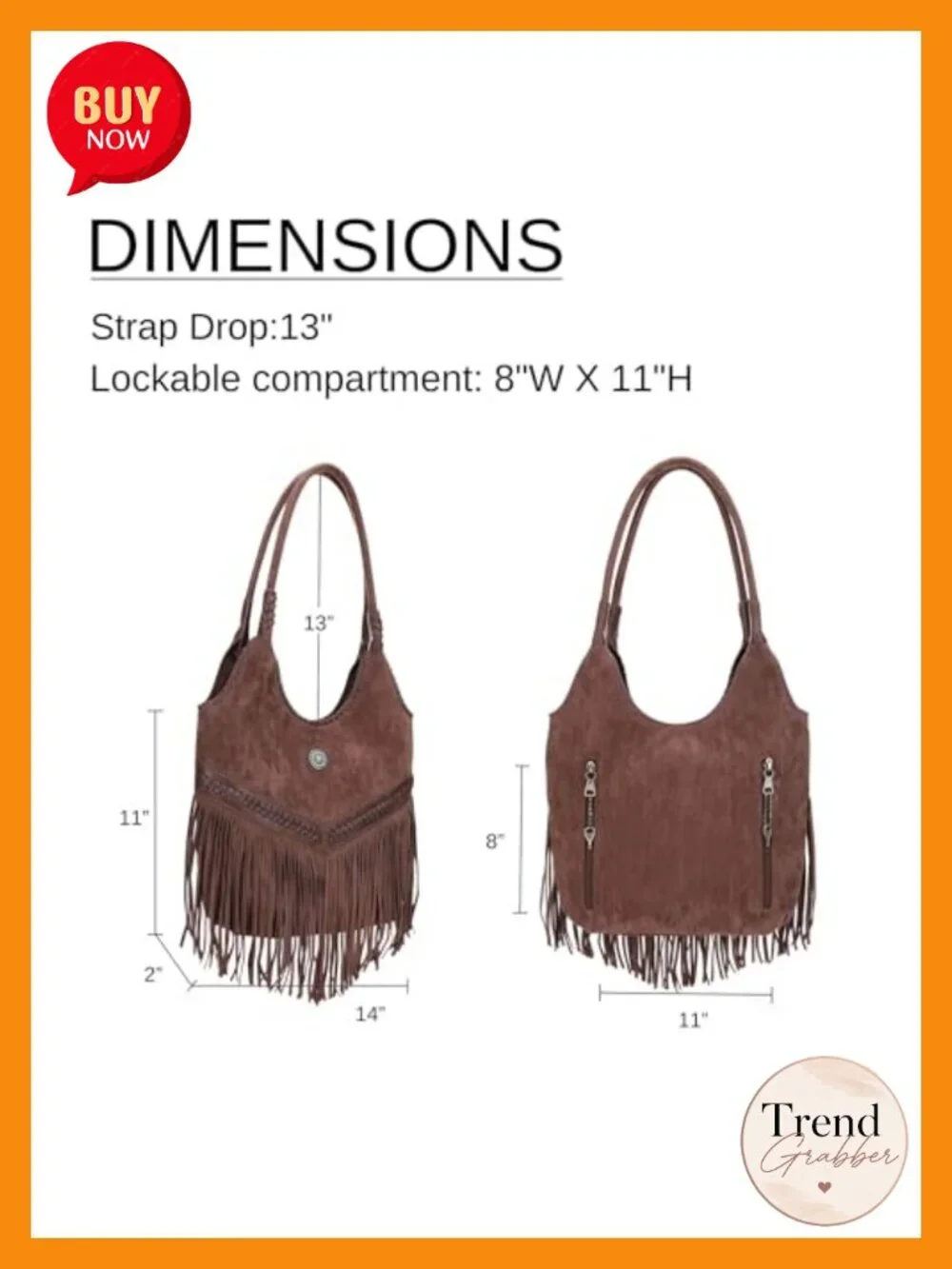 Suede Fringe Hobo Bag, CCW Concealed Carry Tote, Tassel Shoulder Handbag